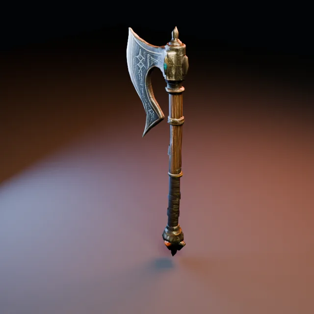 3D render of Relic Battle Axe 04 from the Blacksmith Weapons Pack