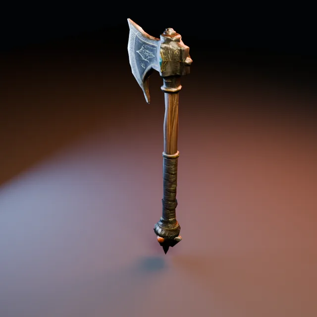 3D render of Relic Battle Axe 05 from the Blacksmith Weapons Pack