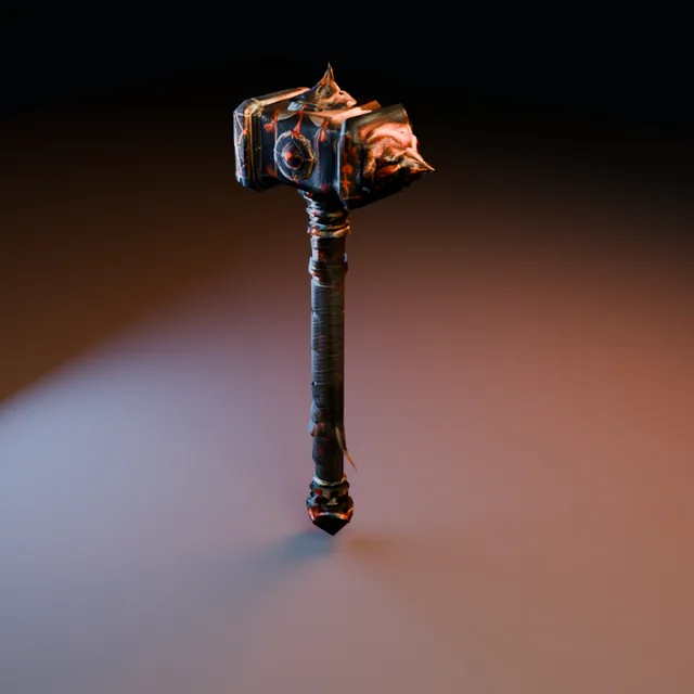 3D render of Runic War Hammer 04 from the Blacksmith Weapons Pack