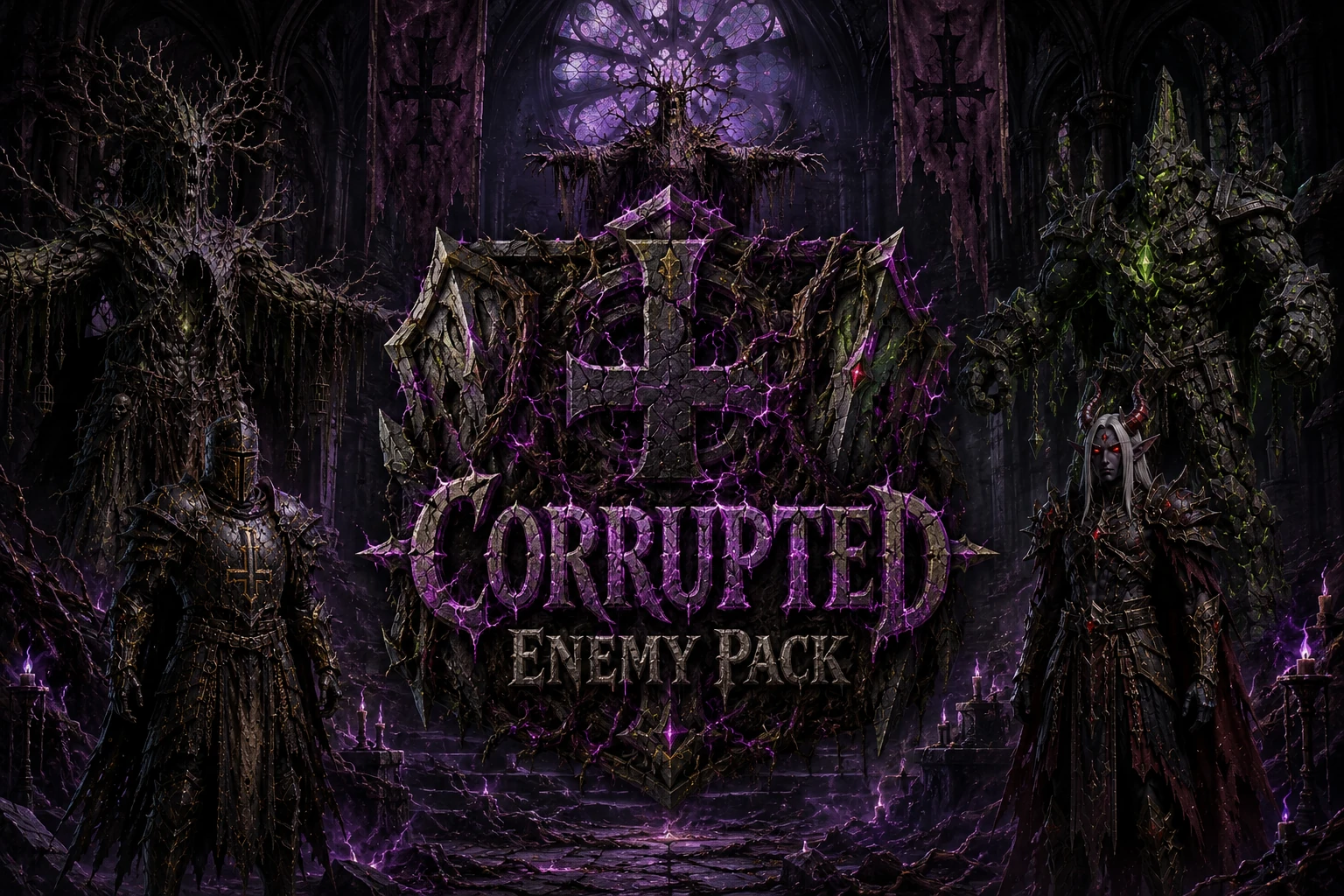 Complete preview of the Corrupted Enemy Pack free 3D game asset collection