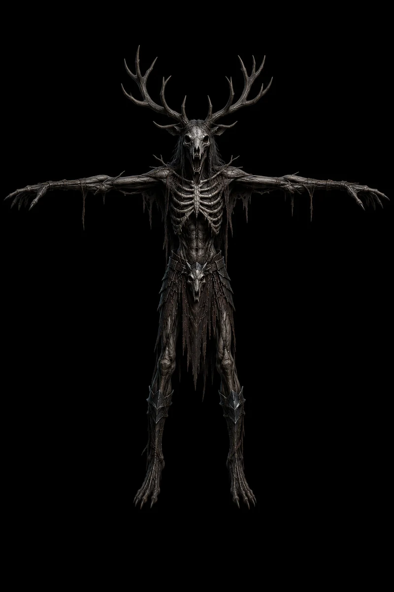 Mixamo-ready 3D character preview of Hunger Wendigo