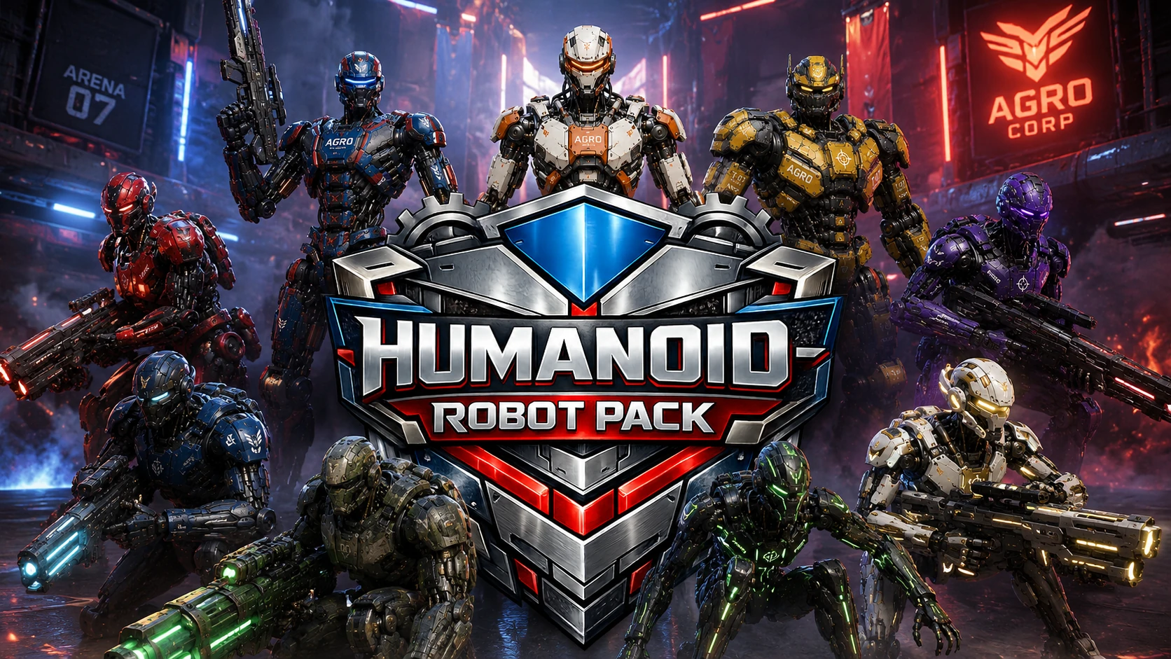Complete preview of the Humanoid Robot Pack free 3D game asset collection