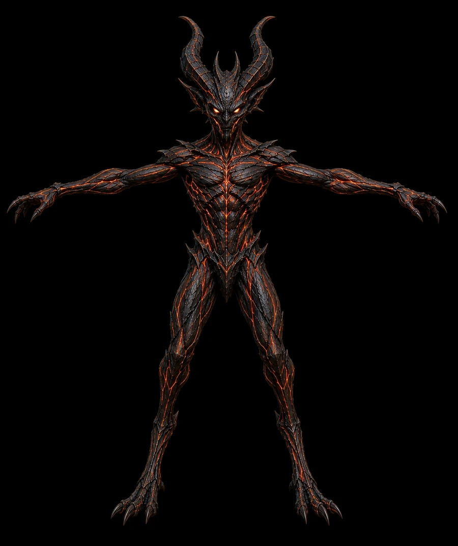 Mixamo-ready 3D character preview of Flame Devil