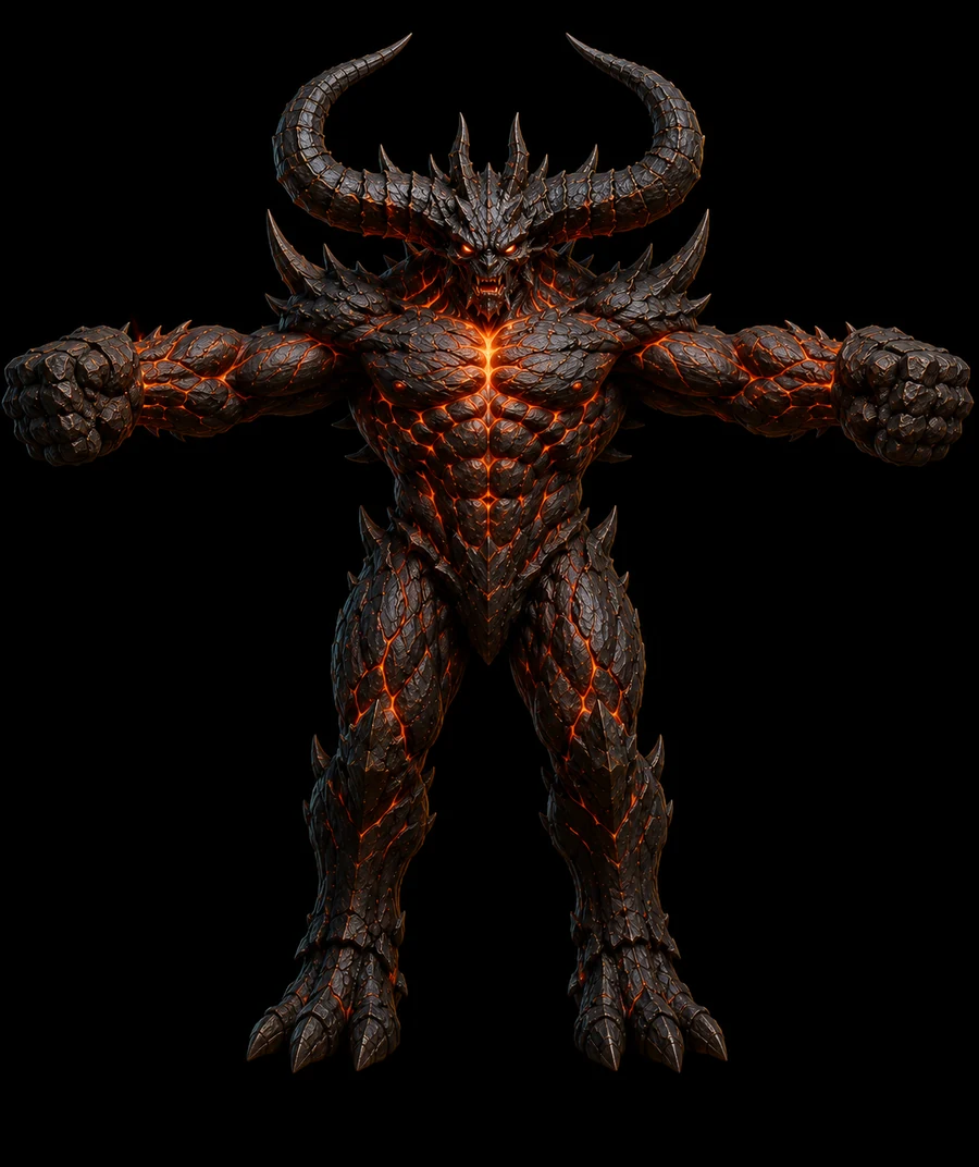 Mixamo-ready 3D character preview of Horned Abyssal