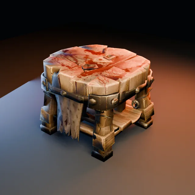 3D render of Bloodstained Stool from the Ultimate Dungeon Pack