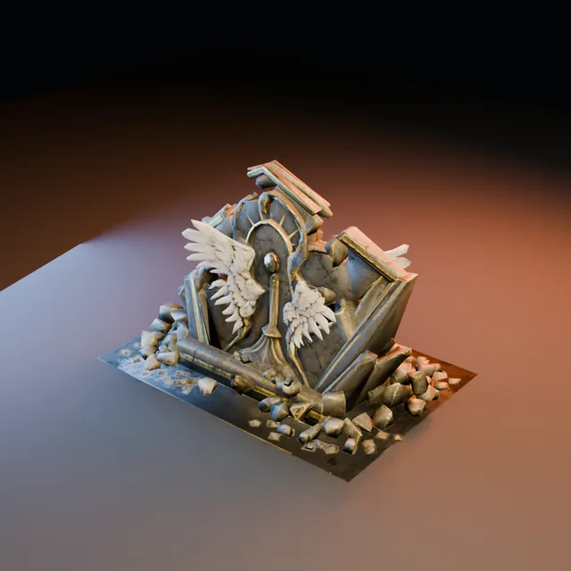 3D render of Crumbling Stone Wings from the Ultimate Dungeon Pack