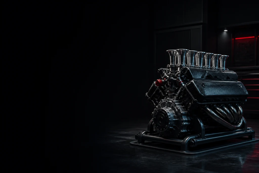 Performance engine on a dark Sky Division 2 workshop bench