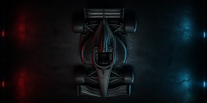 Top view of open-wheel car showing front and rear toe direction